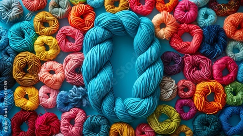 Multicolored yarn in numerical form.