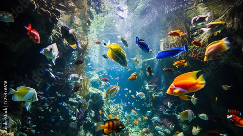 Colorful Tropical Fish in Vibrant Aquarium AI Generated. © Demo