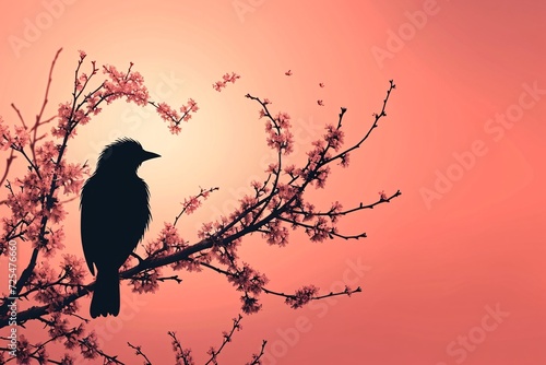 Bird-shaped silhouette against a pastel backdrop for Valentine s Day.