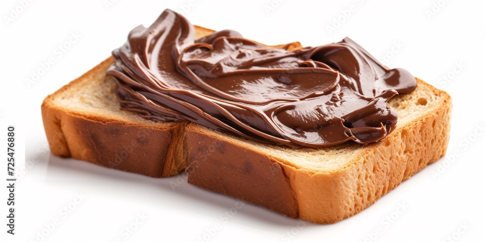 A piece of bread with a chocolate swirl filling against a white backdrop. A piece of bread with a chocolate swirl filling against a white backdrop.