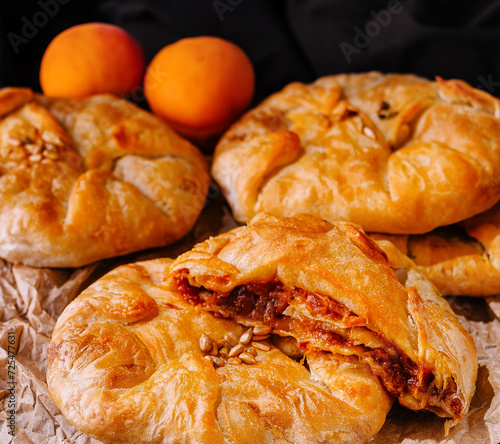 Placinta, traditional Moldovan pastries with peaches