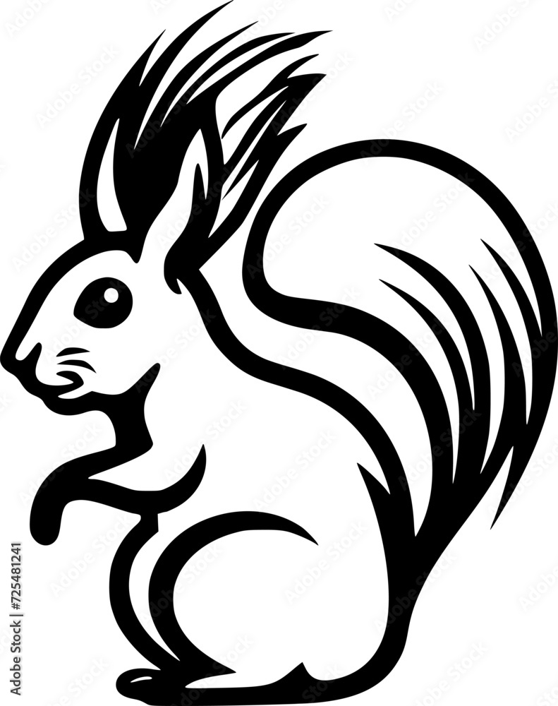 Squirrel | Black and White Vector illustration Squirrel | Black and White Vector illustration