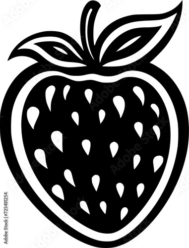Strawberry - Black and White Isolated Icon - Vector illustration