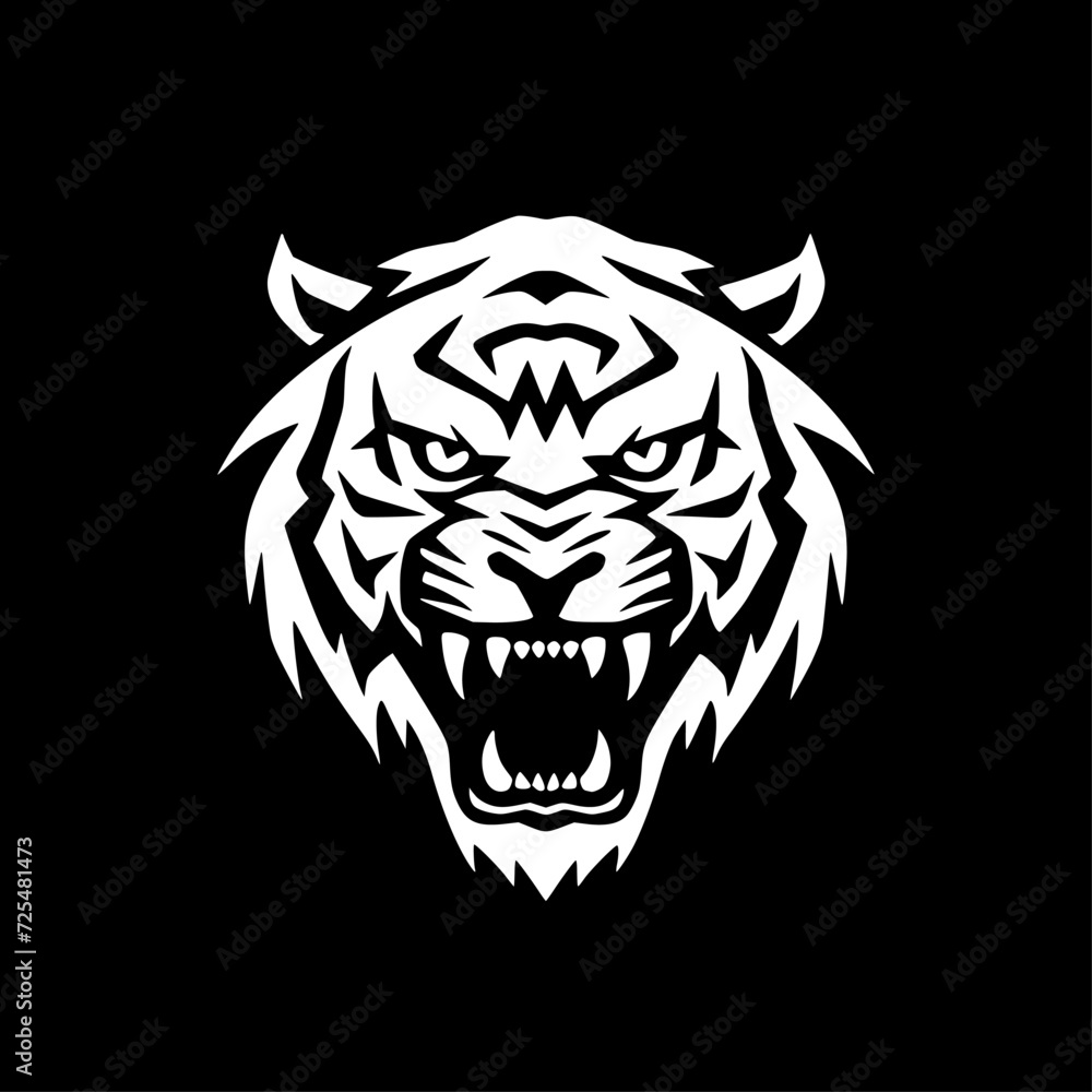 Obraz premium Tiger - Black and White Isolated Icon - Vector illustration