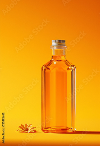 Bottle with yellow liquid