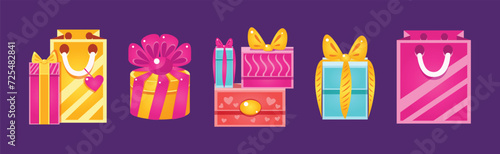 Gift Box and Package as Shopping and Purchase Vector Set
