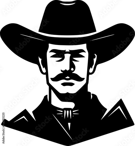 Western - Black and White Isolated Icon - Vector illustration