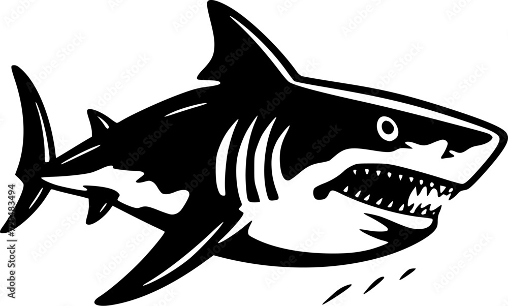 Obraz premium Shark | Black and White Vector illustration
