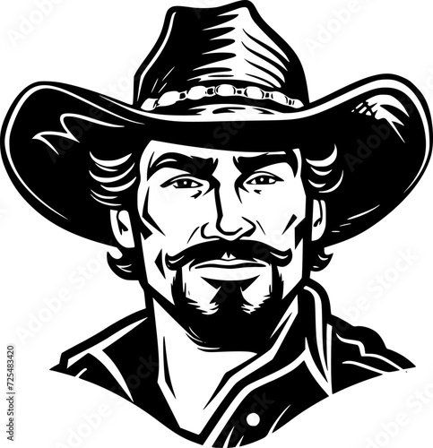 Western - Black and White Isolated Icon - Vector illustration