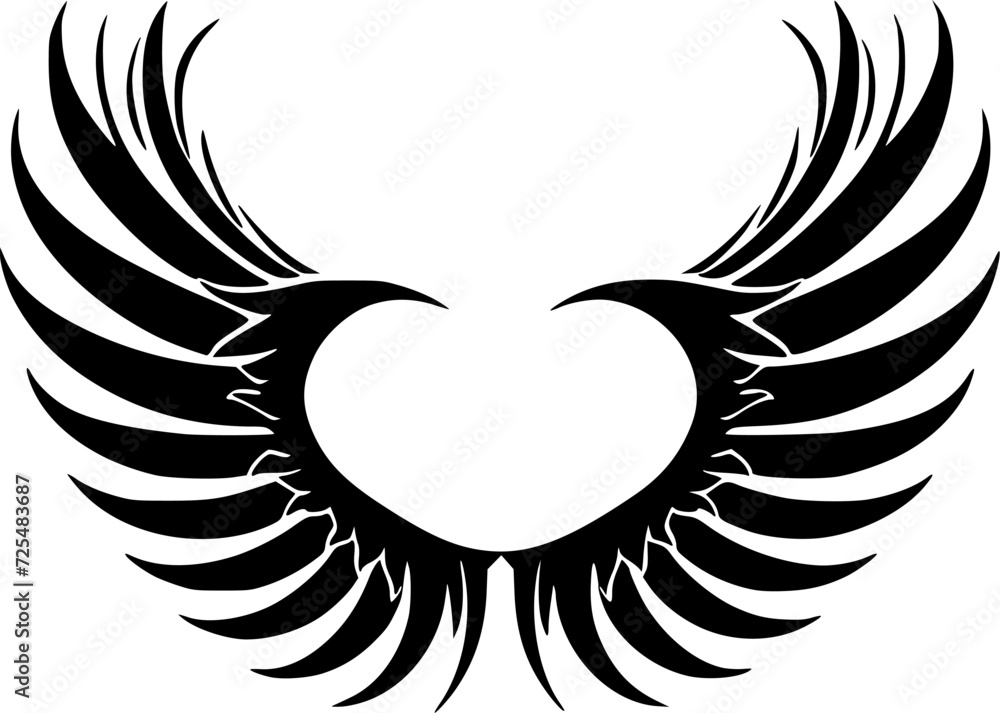 Obraz premium Angel Wings | Black and White Vector illustration