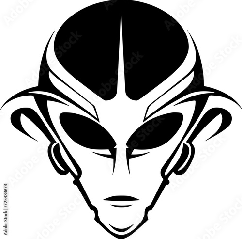 Alien - Black and White Isolated Icon - Vector illustration