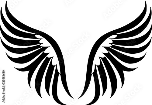 Angel Wings | Black and White Vector illustration