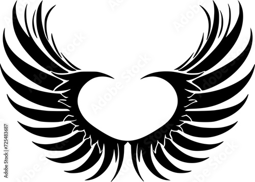 Angel Wings | Black and White Vector illustration