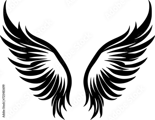 Angel Wings | Black and White Vector illustration