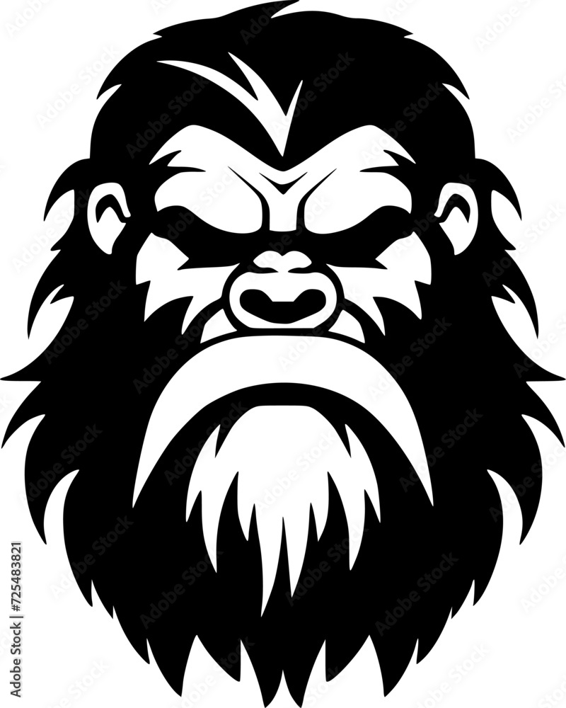 Bigfoot - Black and White Isolated Icon - Vector illustration