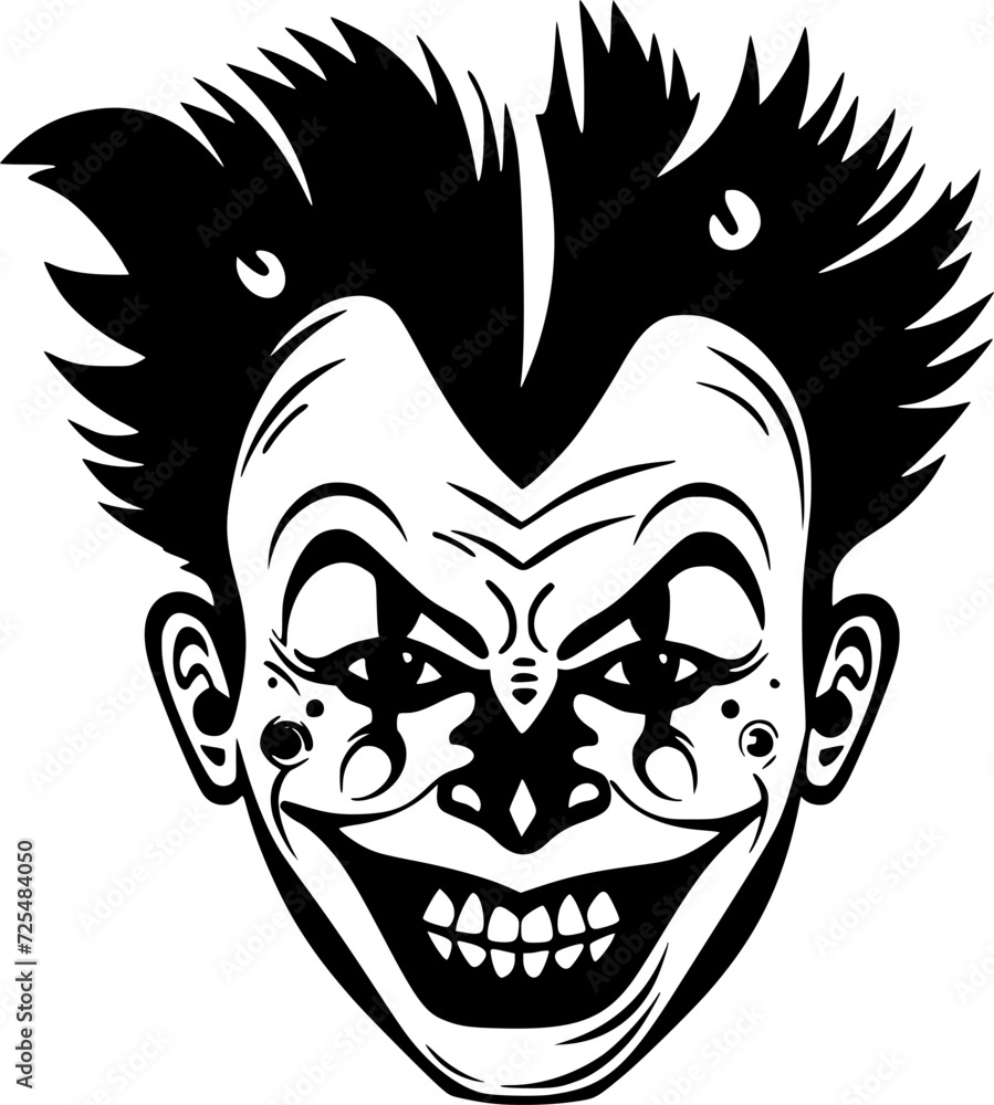 Fototapeta premium Clown - Black and White Isolated Icon - Vector illustration