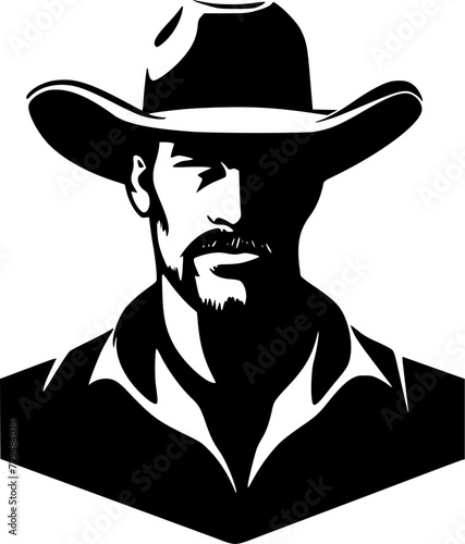 Cowboy | Black and White Vector illustration