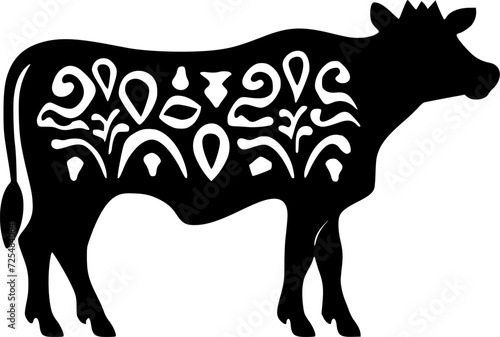 Cow - Black and White Isolated Icon - Vector illustration