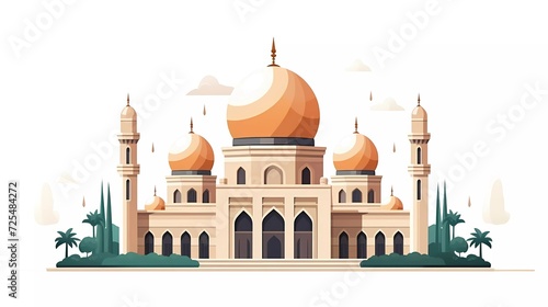 Flat style Muslim mosque. Vector illustration cartoon design.. generative ai