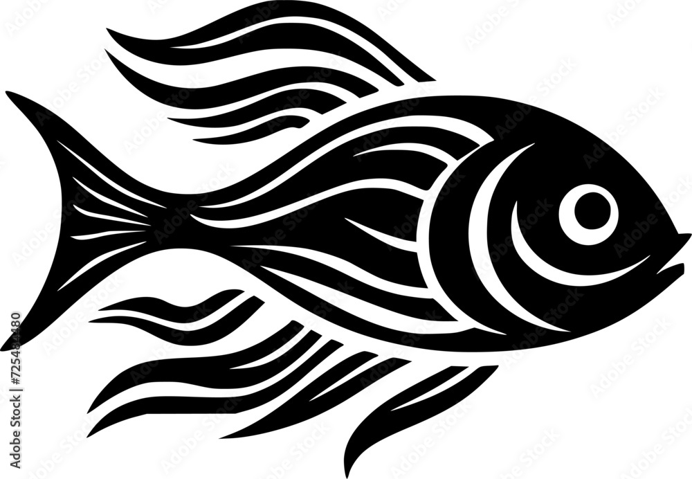 Fish | Black and White Vector illustration Fish | Black and White Vector illustration