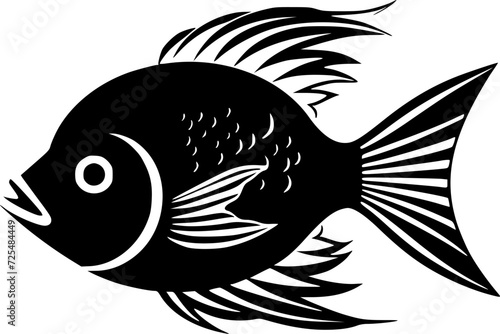 Fish - Black and White Isolated Icon - Vector illustration