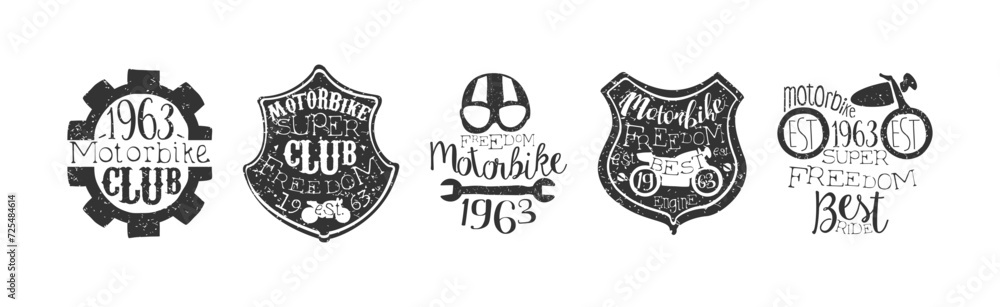 Obraz premium Motorbike Label and Badges for Bikers Ride Club Vector Set
