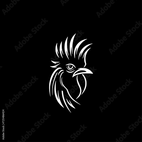 Rooster - Black and White Isolated Icon - Vector illustration
