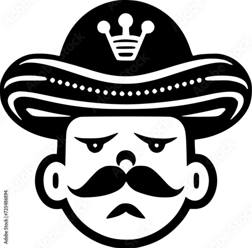 Mexican - Black and White Isolated Icon - Vector illustration