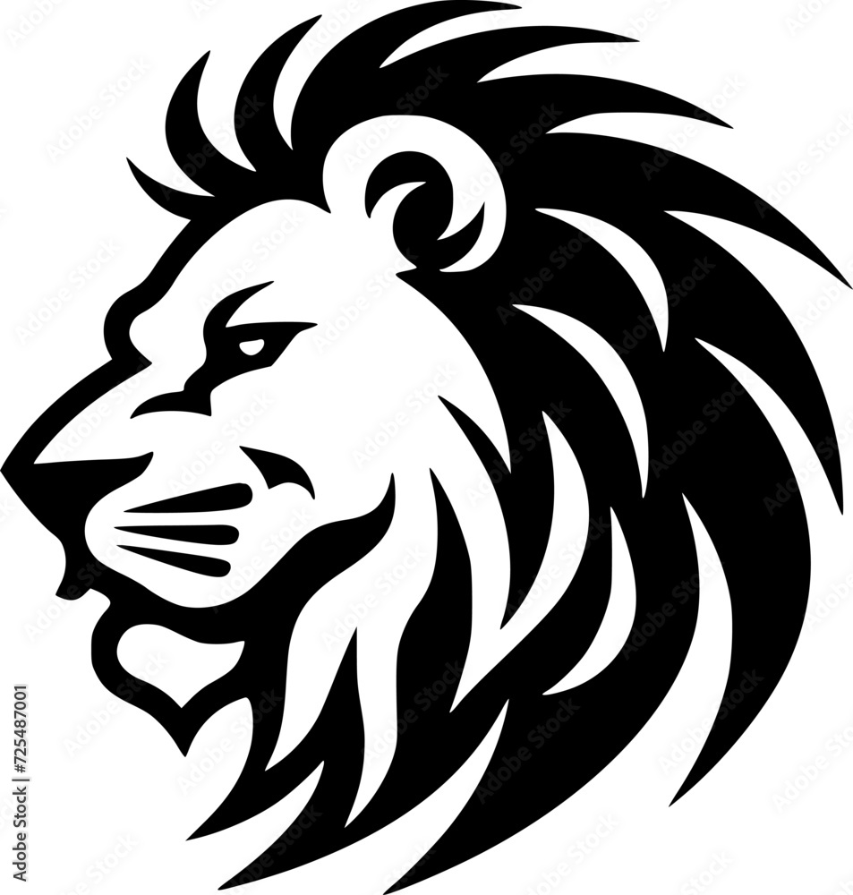 Fototapeta premium Lion - Black and White Isolated Icon - Vector illustration