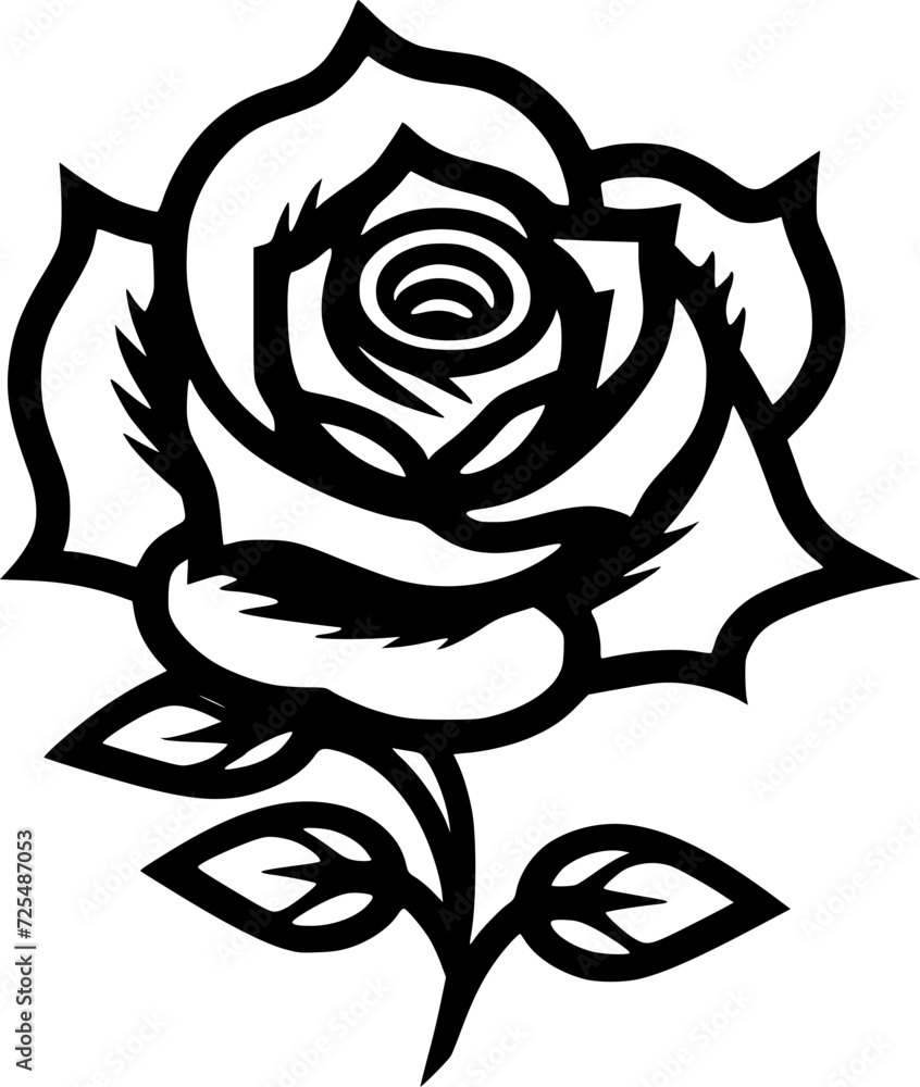 Rose - Black and White Isolated Icon - Vector illustration Rose - Black and White Isolated Icon - Vector illustration