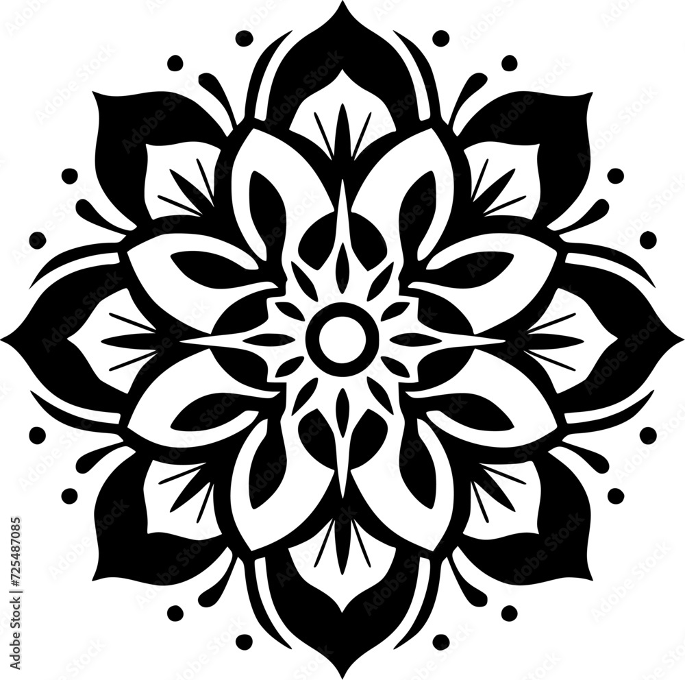 Mandala - Black and White Isolated Icon - Vector illustration Mandala - Black and White Isolated Icon - Vector illustration