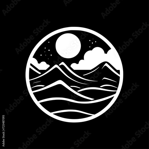Ocean - Black and White Isolated Icon - Vector illustration
