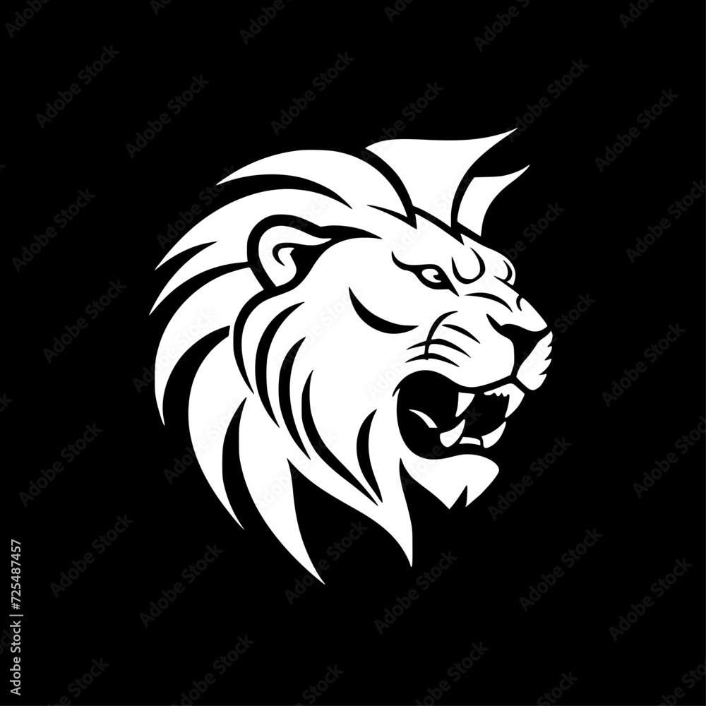 Obraz premium Lion - Black and White Isolated Icon - Vector illustration