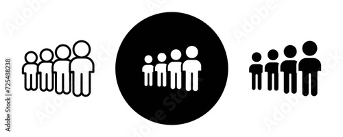 Queue outline icon collection or set. Queue Thin vector line art