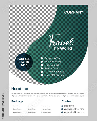 Vector travel or trip a4 flyer design vector premium vector template
