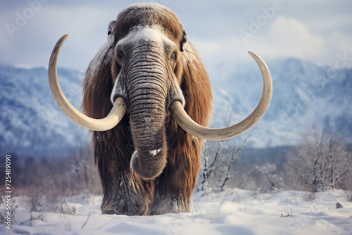 A powerful rendering of a woolly mammoth, representing the ancient and extinct giant mammal from the Pleistocene era.