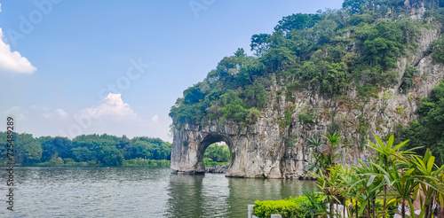 Elephant Trunk Hill is a hill in Guilin, which looks like an elephant drinking water using its trunk.