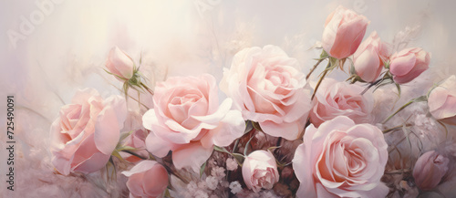 Pink Floral Beauty: A Closeup of Fresh White Rose Blossom on a Romantic Pastel Background.