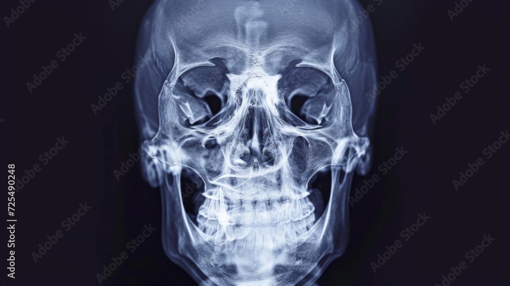 X-ray of the human head and brain. Neurological picture of human skull X-ray of the human head and brain. Neurological picture of human skull