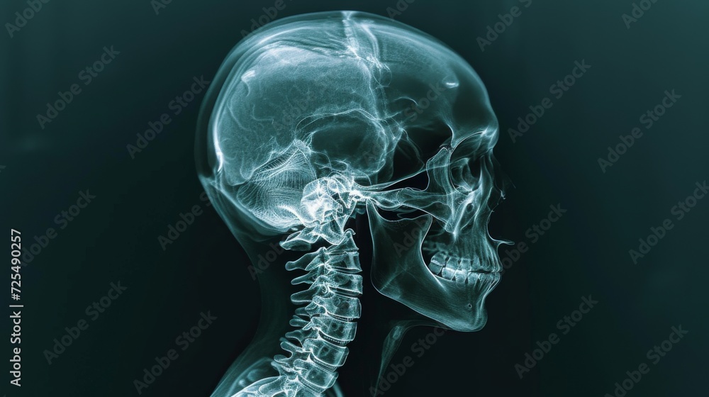 X-ray of the human head and brain. Neurological picture of human skull X-ray of the human head and brain. Neurological picture of human skull