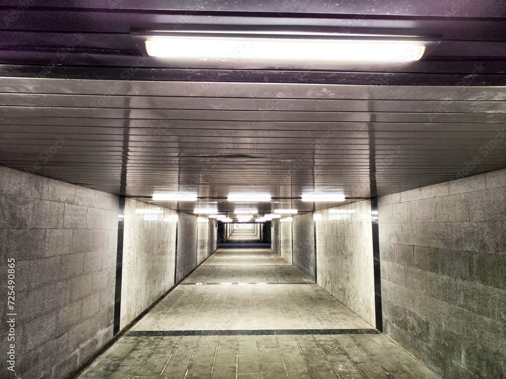 Obraz premium New empty Tunnel, abstract geometric background. Abstract beige squares with linear perspective
