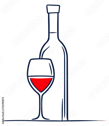 Wino kieliszek i butelka ilustracja photo