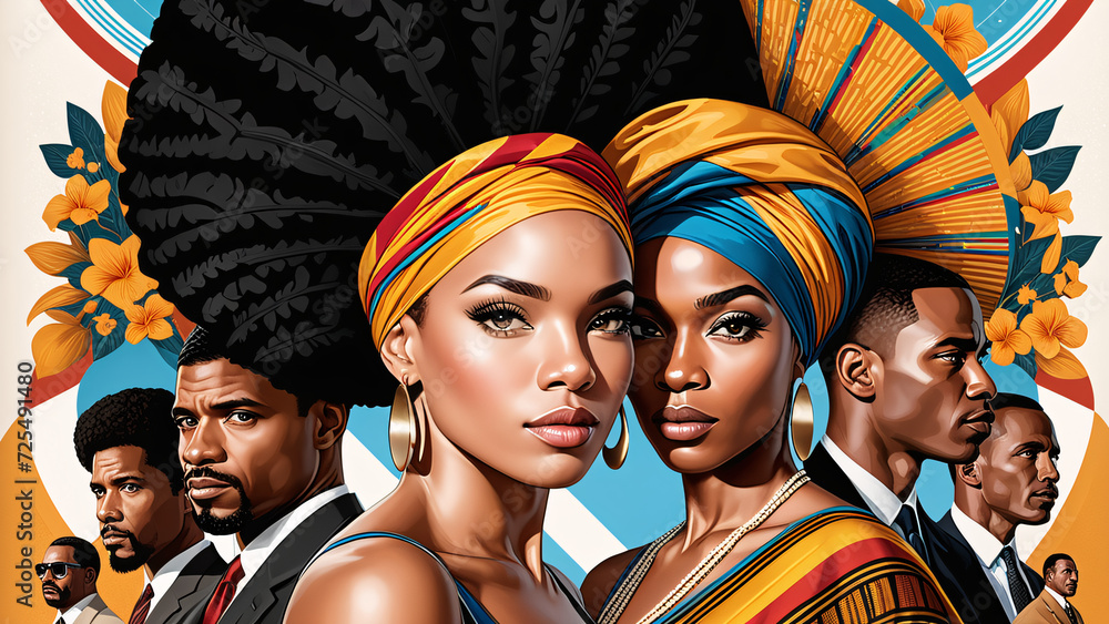 Fototapeta premium Black History Month digital illustration