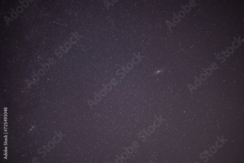 The Andromeda Galaxy in the night sky. Dark place with shining stars in summer