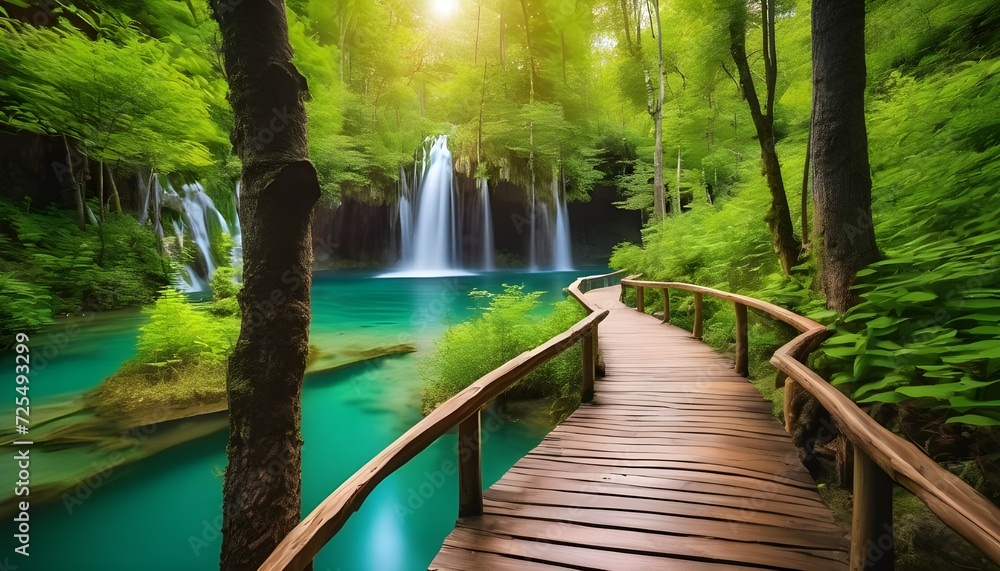 wooden bridge in the forest wooden bridge in the forest