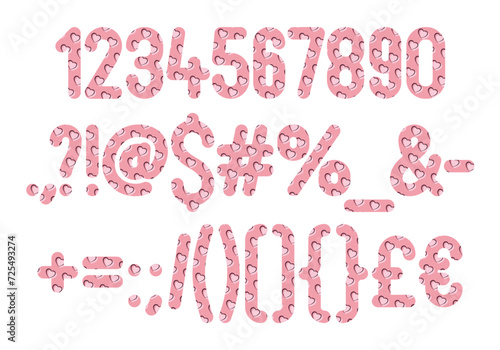 Versatile Collection of Pink Love Numbers and Punctuation for Various Uses