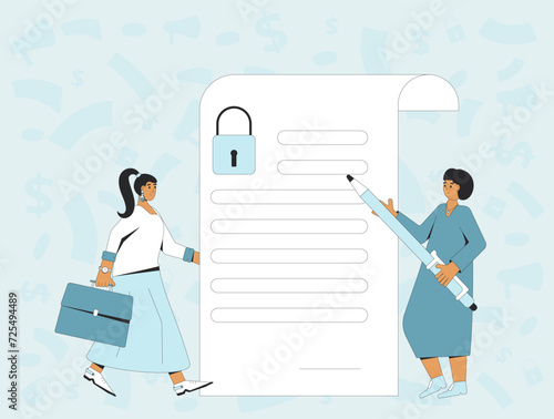 NDA concept. Non disclosure agreement. Confidentiality paper. Vector modern flat illustration.
