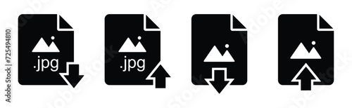 Jpg file format icon, Jpg file upload and download icon, vector illustration