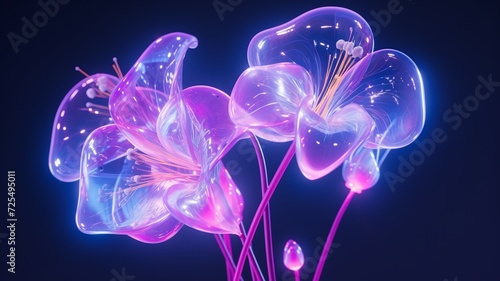 Natural looking Balloon flower Realistic neon color AI Generated image