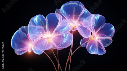 Balloon flower Realistic neon color AI Generated image